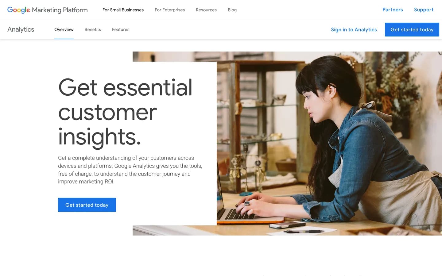 Google Analytics homepage