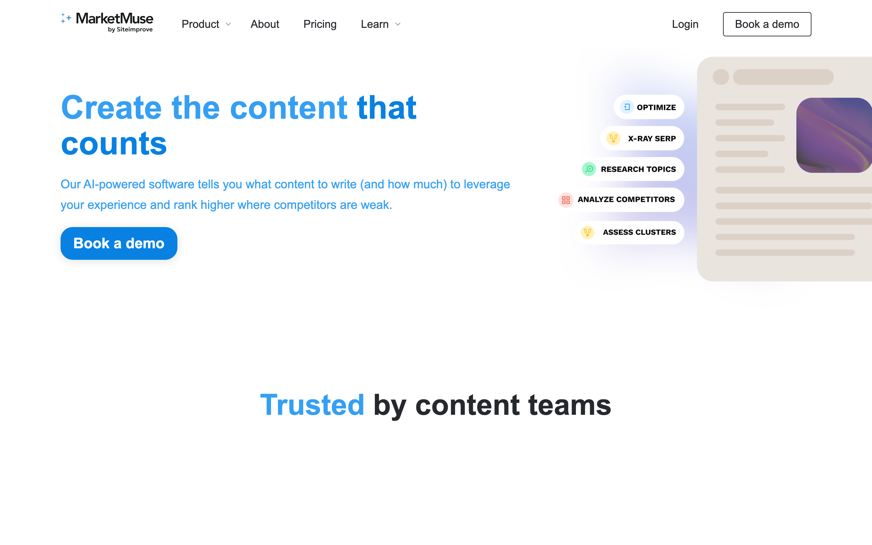 MarketMuse homepage